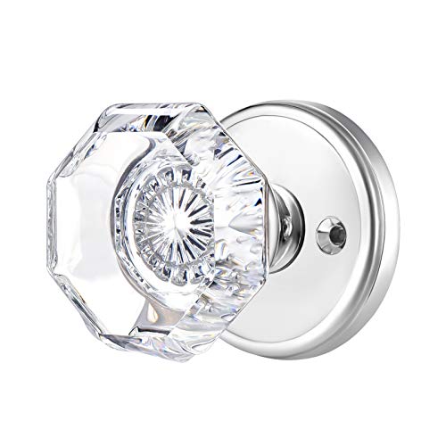 Clctk Passage Glass Door Knobs Interior, Octagon Crystal Door Knobs For Hall And Closet, Polished Chrome #TOP1