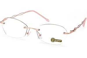 Rimless Reading Glasses for Women, Blue Light Blocking Lightweight Classic Readers