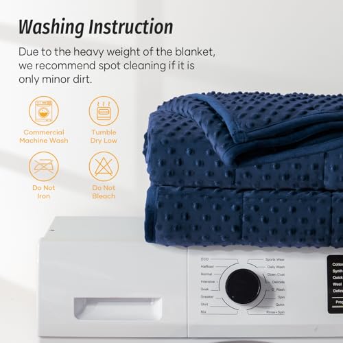 Image of Wemore Minky Dot Weighted Blanket for Adults King Size 25 lbs, Soft Cozy Heavy Blanket for Bed and Couch, Breathable Blanket for All-Season with Glass Beads, Navy Blue 80 x 87 inches