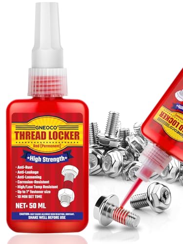 Image of Thread Lock Red 1.69 Fl oz /50 ml, Threadlocker High Strength, Thread Locker for Nuts, Bolts, Fasteners and Metals, Anaerobic Curing Screw Glue to Prevent Loosening (Red (Permanent))