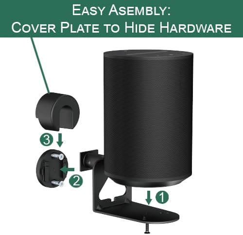 ynVISION.DESIGN Pair of Adjustable Wall Mount Brackets Compatible with SONOS ERA 100 and ERA 300 | Tilts, Swivels and Rotates | Black | 2 Pack - Image 5