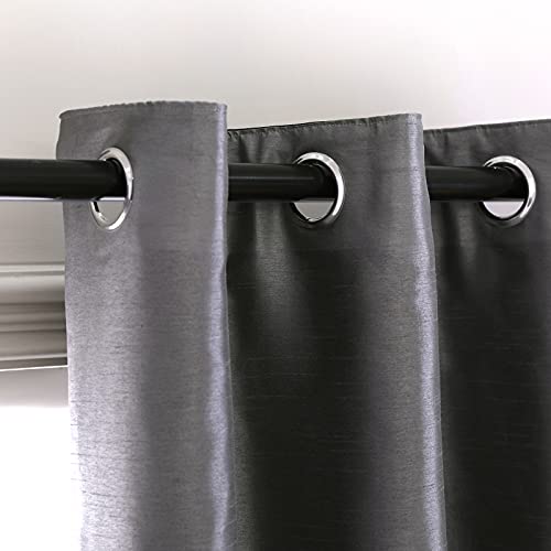 Image of GYROHOME Faux Silk Blackout Curtains, Fully Lined Solid Color Window Treatment Drapes for Bedroom and Living Room Thermal Insulated Grommet Top Room Darkening Drapes, (Gray, 52x96, 2 Panels)