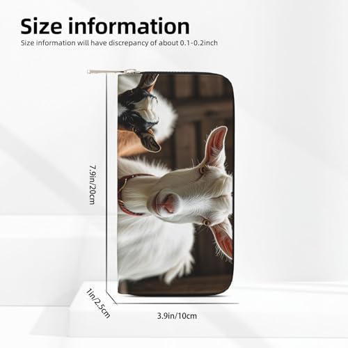 Pu Leather Wallet For Women Girl, Zip Around Credit Card Holder Cute Goat Long Wallet Clutch Purse Waterproof Travel Handbag3