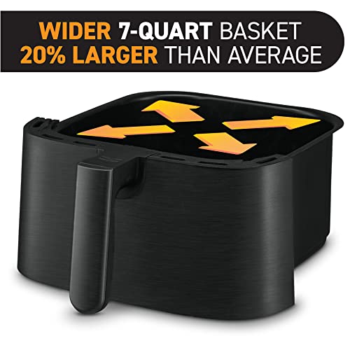 Gourmia Air Fryer Oven Digital Display 7 Quart Large Airfryer Cooker 12 Touch Cooking Presets, Xl Air Fryer Basket 1700W Power Multifunction Gaf716 Black And Stainless Steel Accents Fry Force 360° #TOP2