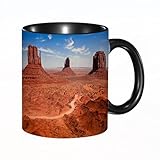 reyawdf Original Tasse mit lustigem Design,Western Deko Amerikanische Wüste Arizona Canyon Monument Valley Nation,330ml, für Kaffee- und Teeliebhaber, als Geschenk für Weihnachten, Geburtstag und mehr