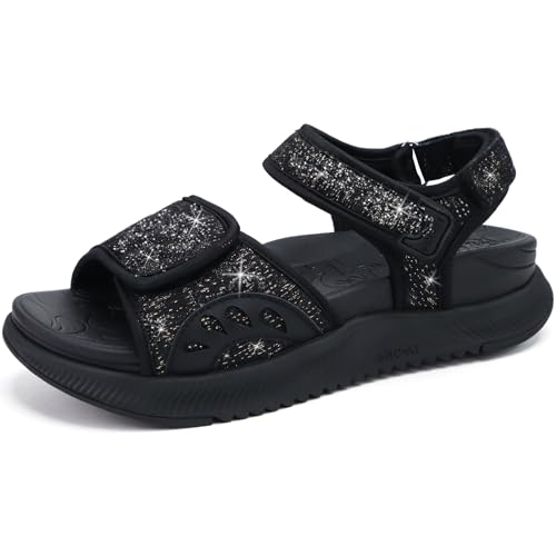 Image of ONCAI Walking Sandals Women,Arch Support Hiking Sandals with Orthotic Outdoor Footbed for Plantar Fasciitis,Water Athletic Platform Sandalias Mujer with 3 Adjustable Strap (US Size 6-12)
