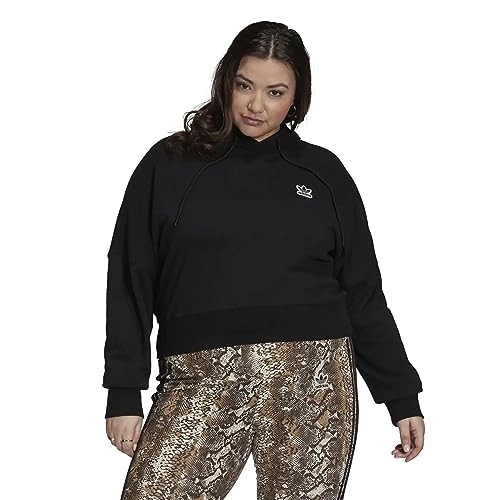 adidas Originals Womens Plus Size Cropped Hoodie, Black, 1x