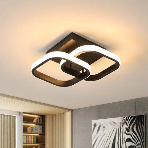 Ceiling Light, 18 W LED Ceiling Light, 3000 K Modern Creative Square Ceiling Lights, Ceiling Lighting Lamps for Balconies, Hallway, Wardrobe, Bedroom, Bathroom (schwarz)
