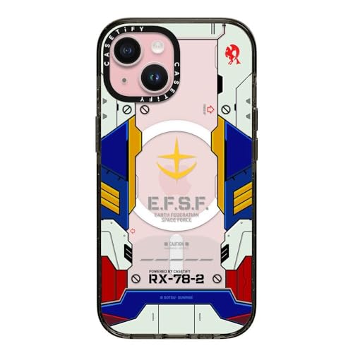 CASETiFY MagSafe �Ή��C���p�N�giPhone 15�P�[�X [MIL�K�i���� (4x MIL-STD-810G) / 2.5m����̗����������N���A / Gundam Co-Lab] - �N���A �u���b�N - RX-78-2 Gundam A