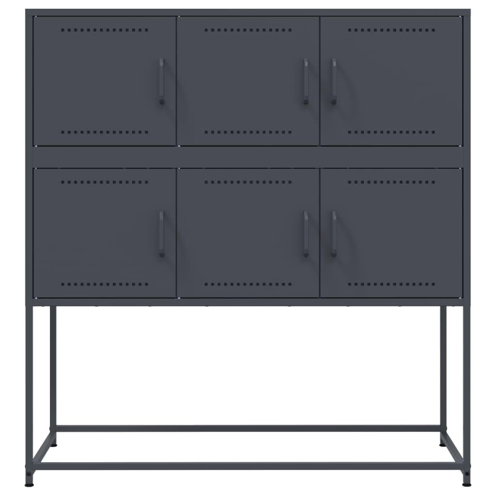 vidaXL Buffet, Armoire avec Porte, Placard avec Rangement, Organisateur de Salle de Séjour Salon Maison Intérieur, Anthracite 100,5x39x107 cm Acier
