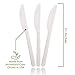 Ecovita 100% Compostable Knives - 140 Large Disposable Utensils (7 in.) Eco Friendly Durable and Heat Resistant Alternative to Plastic Knives with Convenient Tray