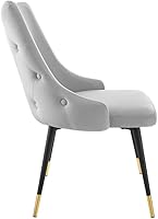 Vista 23 de Modway EEI-3907-GRY Adorn - Silla auxiliar de comedor de terciopelo copetudo, color gris