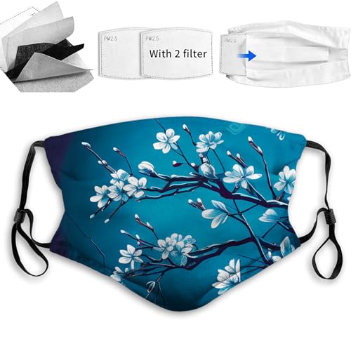 Yioniii Fashion Face mask,Flower Cherry Blossom with Branches Pattern Reusable Face Mask Balaclava Washable Outdoor Nose Mouth Cover for Men Women