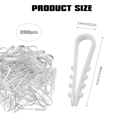 200 Stück Schlaufendübel 3-13mm Steckschlaufe Schlaufendübel FestU-Förmig Rundkabel Dübel-Klemme Ring Dübelklemmschelle Kabelbefestigung zur Befestigung Von Kabeln für Verschiedene Szenarien(Weiß)
