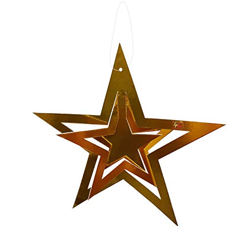 Image of 3D Metallic Foil Board Hanging Decorating Kit (Set of 11 Pieces) (Gold Stars)