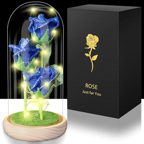 Hemiro Rosa Eterna, Regalo San Valentin, Regalos Originales para Mujer, Rosa Preservada con LED, Regalos para Mujer, Mamá, Abuela,Novia