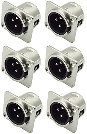 bnafes XLR Male Jack 3 Pin - Panel Mount Jacks D Series Size XLR-M Connector 6-Pack
