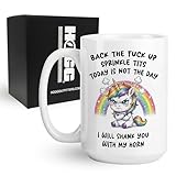 Hogg Back The Fuck Up Sprinkle Tits Mug, 15 oz Ceramic Rude/Profanity Coffee Cup, I Will Shank You With My Horn Coffee Mug, Sarcastic Gifts For Women, Gag Gifts For Women, Adult Novelty Items