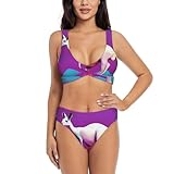 POEZJZW Women's High Waisted Bikini Sets Wide Straps Two Piece Swimsuit Marble Kangaroo Print Bathing Suits Small Black