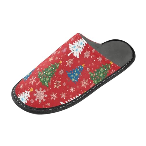 Slippers for Women Christmas Tree White Snowflakes Pattern Soft Winter Warm Shoes Indoor Outdoor Non-Slip House Travel Slippers2