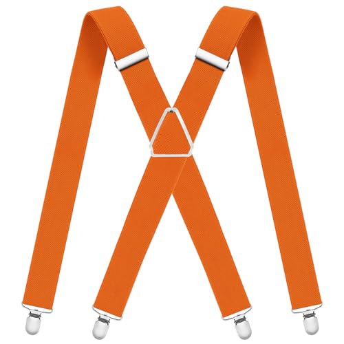 WOXVM Mens Suspenders Adjustable Braces with 4 Strong Metal Clips Elastic X Back Heavy Duty Suspender for Men and Women