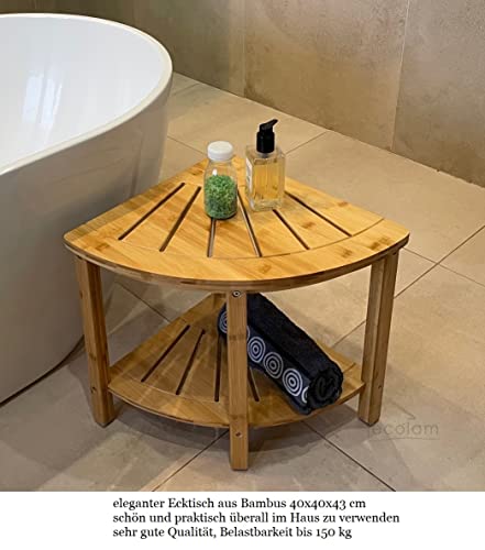 ECOLAM® exklusive freistehende Badewanne Standbadewanne moderne Wanne freistehend Goya + Ecktisch Bambus Costa + Ablaufgarnitur Click Clack Design Mineralguss 160x70 cm glamour weiß – Bild 5