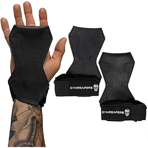 Gymreapers Weight Lifting Grips (Pair) for Heavy Powerlifting, Deadlifts, Rows, Pull Ups, with Neoprene Padded Wrist Wraps Support and Strong Rubber Gloves or Straps for Bodybuilding (Black, Large) Cover