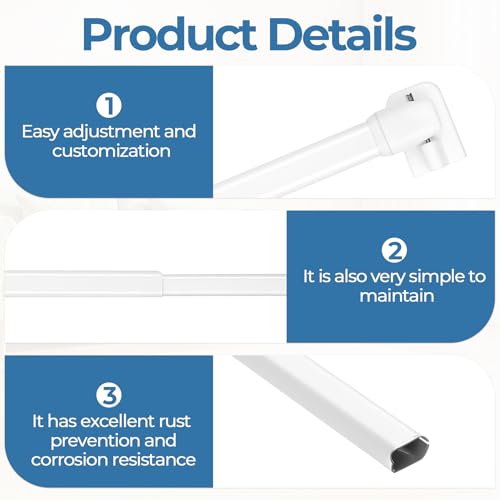 Peygre 4 STK Gardinenstange ohne Bohren, Scheibengardinenstange Ausziehbar 30-50 cm, Selbstklebende Vorhangstange Ohne Bohren weiß, Gardinenstange für Scheibengardinen Küche Fenstergardinen + 8 Haken