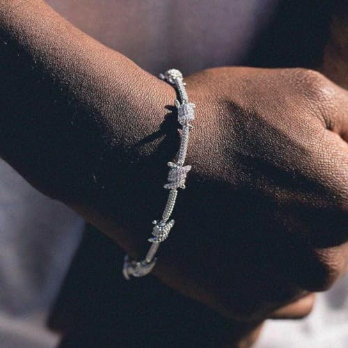 GLD Shop Barbed Wire - Necklace, Bracelet Options - 6/7/8/9 Inch Length Bracelet - 16/18/20/22 Inch Necklace - White Gold - Unisex3