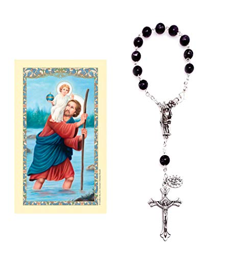 Elysian Gift Shop Saint Christopher Patron of Travellers One Decade Auto 7mm Glass