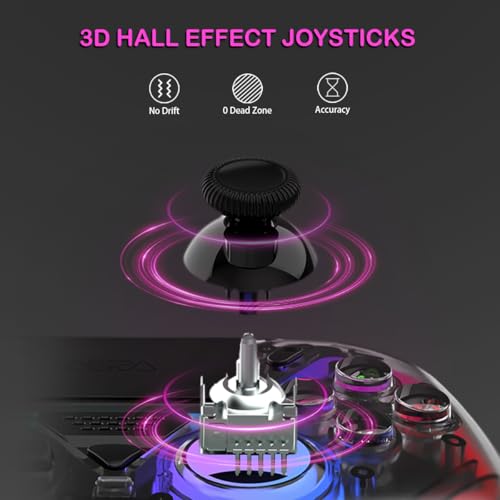 Image of ASRVA Wireless Controller for PS5 /PS5 Pro /PC, Hall Effect Joysticks & Triggers (No Drift), 2 Back Buttons, RGB, Translucent Design, Dual-Mode, Compatible with iOS /Android