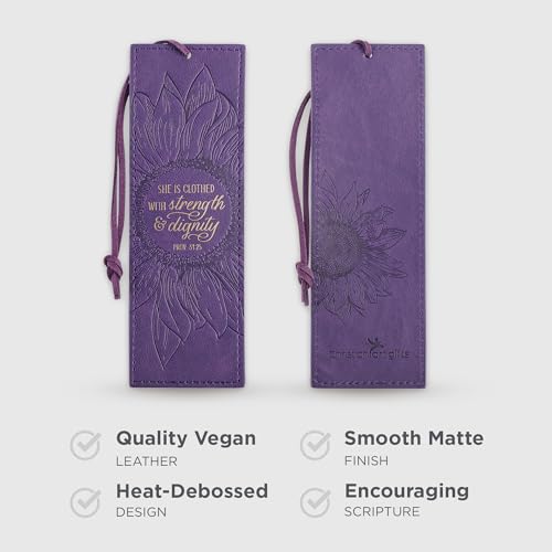 Image of Christian Art Gifts Faux Leather Scripture Bookmark: Strength and Dignity