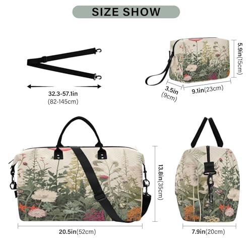 Kigai Herbal Wildflowers Duffle Bag Versatile Travel Duffel for Men and Women, Carry On for Weekend or Overnight Stay3