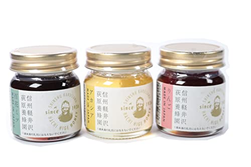 荻原養蜂園 HACHI HIGE HONEY はちひげおじさんの蜂蜜ミニセット50g×3本入 ギフト商品 アカシア/百花/りんご