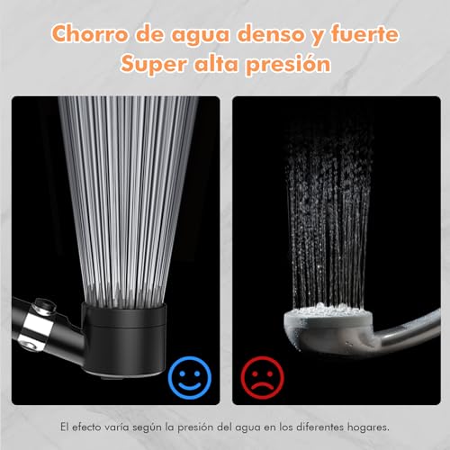 Miniatura 5 de Meko Alcachofa De Ducha Con Filtro De 15 Pasos, Alcachofa Ducha Antical Con Manguera De 1.5m, Filtro Ducha 3 1 Modos De Rociado Cabezal De Ducha De Alta Presión - Negro