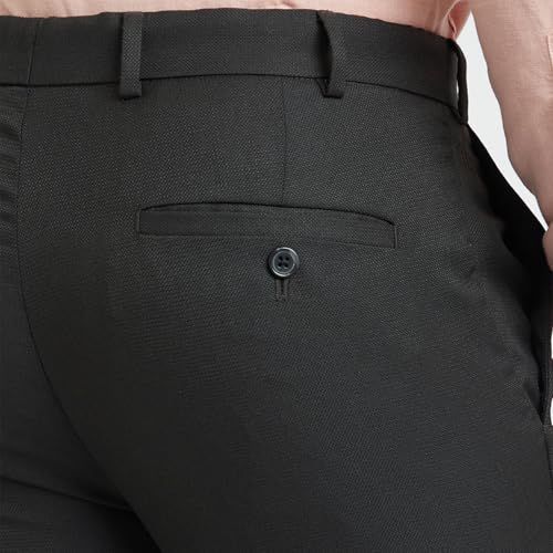 Image of Raymond Men's Slim Fit Structure Pattern Polyester Viscose Blend Flat Front Trouser