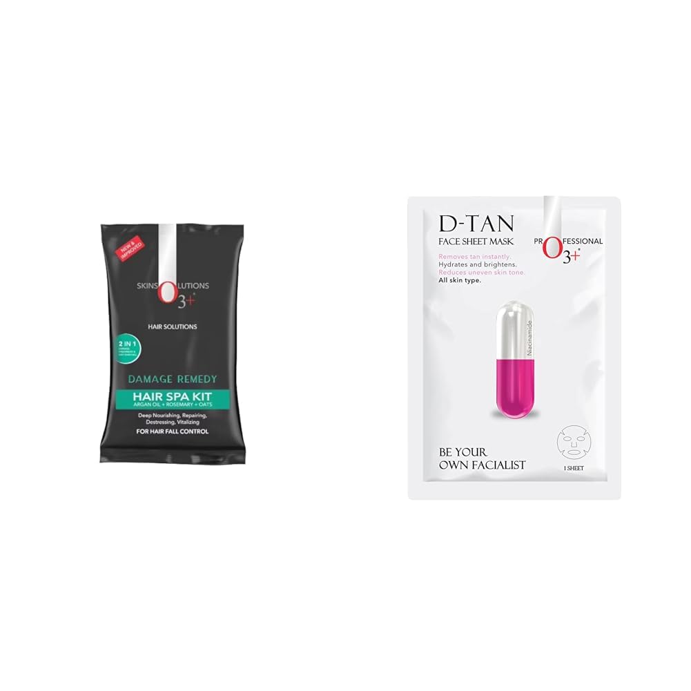 O3+ Hair Spa Kit Infused with Argan Oil & O3+ Facialist Dtan Face Sheet Mask With Niacinamide reduced dark spots Combo-image-13