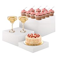 Dokeno 3 Stück Acryl Display Ständer, Tortenständer, Buffet ständer, Präsentationsständer, Lebensmittel-Ständer, Dessert Ständers für Schmuck, Parfüm, Figuren, 15 cm, 18 cm, 20 cm, Weiß