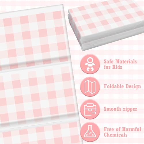 Image of Shellwei Vinyl Nap Mat Kid Preschool Daycare Sleep Mat,Light Pink White