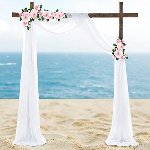 Umllpet Mariage Arche Tenture, Voilage Blanc Arche Mariage 70 x 550cm Decoration Mariage Champetre Drapés en Mousseline ÉLastique Tenture Mariage Rideaux Voilage Mariage pour Fête de Mariage/Cérémonie