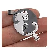 nihngvjm Fabrication bijoux 1 stücke Edelstahl Nette reizende Katze Charme Halskette Liebhaber Freundin Geschenk Set Valentinstag Für Frauen Schmuck Gepaart anhänger Accessoires bijoux
