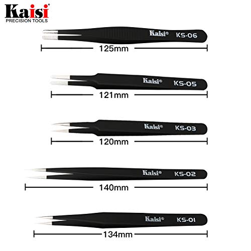 image for Kaisi 14 PCS Precision Tweezers Set, ESD Tweezer Set, Anti-Static Stai