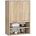 Produktbild AKORD Badezimmer-Hängeschrank FIN 64 cm 2 Türen 2 Regalböden 2 offene Fächer B64xH94xT30 cm - mit Ablagen - Badschrank, Wandmontiert Gewicht 8,10kg Eiche Sonoma & Eiche Sonoma