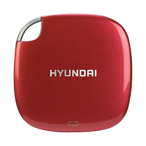 Hyundai 2TB Ultra Portable Data Storage Fast External SSD Candy Apple RED, USB-C/USB-A, Dual Cable Included HTESD2048R