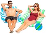 Bluelander Set de 2 Hamacas Inflables para Alberca 103x103 cm, Flotador para Adultos en PVC con Malla de Nailon, Soporta...