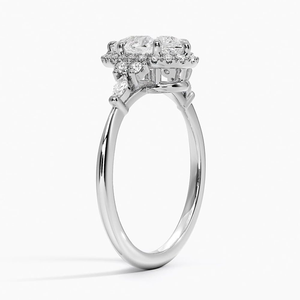 1–5 Carat Pear Cut Lab Grown Diamond Ring VS1 10K 14K 18K Solid Gold & 925 Sterling Silver Engagement Ring Nadia Halo Wedding Bridal Anniversary Christmas Gift for Women(IGI Certified)