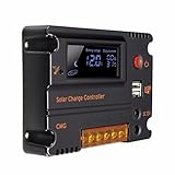MOHOO 20A 12V 24V Solar Charge Controller Auto Switch LCD Intelligent Panel Battery Regulator Charge Controller Overload Protection (20A)