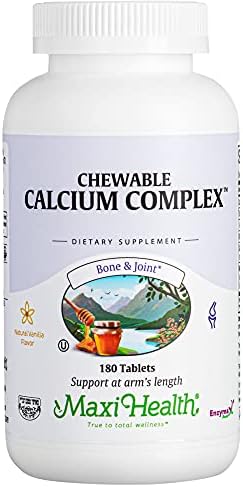 Chewable Calcium Complex - 1000 mg Calcium Daily Dietary Supplement with Vitamin D3 (1000 IU) and Magnesium (400 mg) - Bone, Teeth and Joint Support for Men and Women - 180 Count Chews - Maxi Health