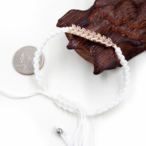 Image of Hand-woven String and Tennis Zircon Bracelet, Stylish Retro Adjustable Bracelet BFF Cubic Zirconia Crystal Women's Love Friendship Jewelry