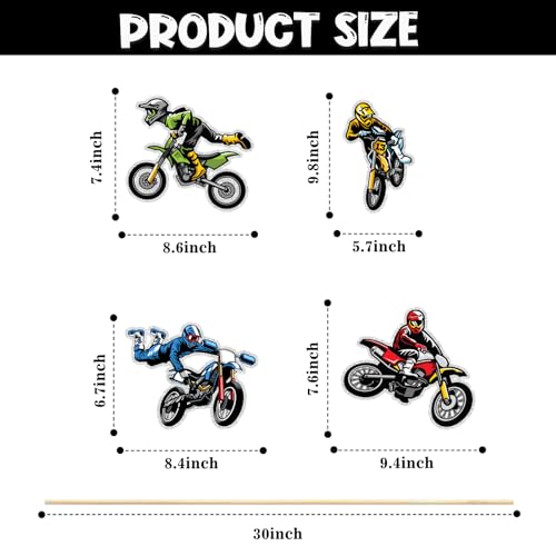 Image of Set of 16,Motorcycle Theme Centerpiece Sticks,Birthday Table Toppers,Extreme Dirt Motorcycle Party Decorations, Happy Birthday Cake Picks for Motorcycle Lover